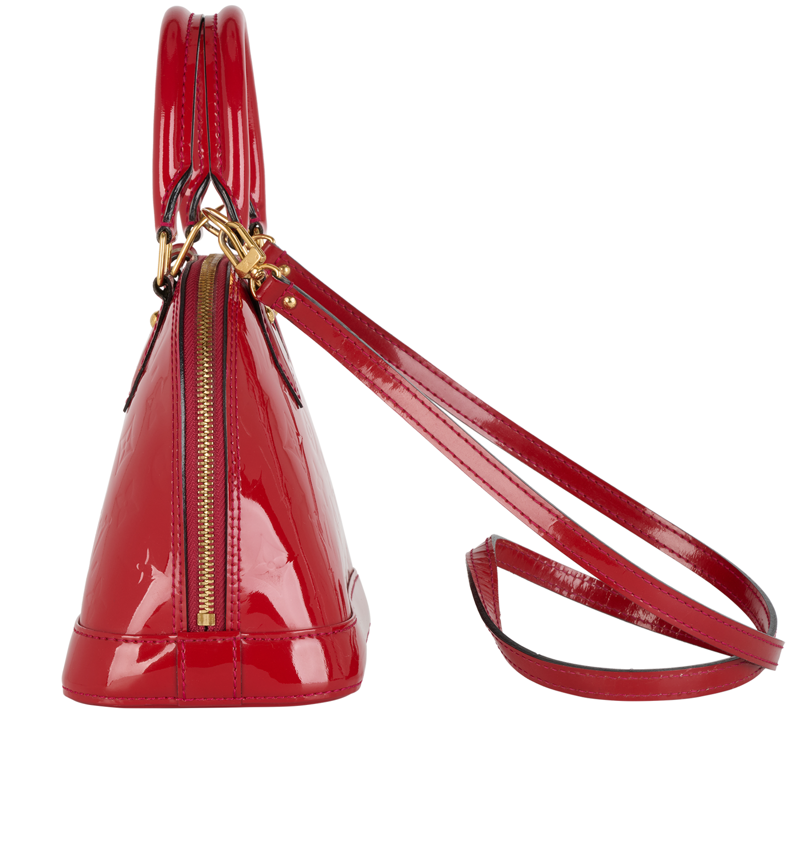 Alma BB, &pound;595, Handbags, Red, Patent Leather, Bottom view